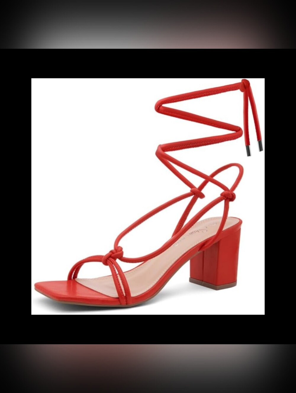 Shoeland Red Lace Up Block Heel Sandals Size 10 NWOB Defect